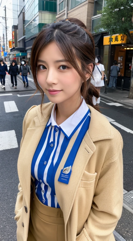 ((Highest quality)), ((masterpiece)), (detailed), Japanese,Street Corner,Beauty,Office Lady