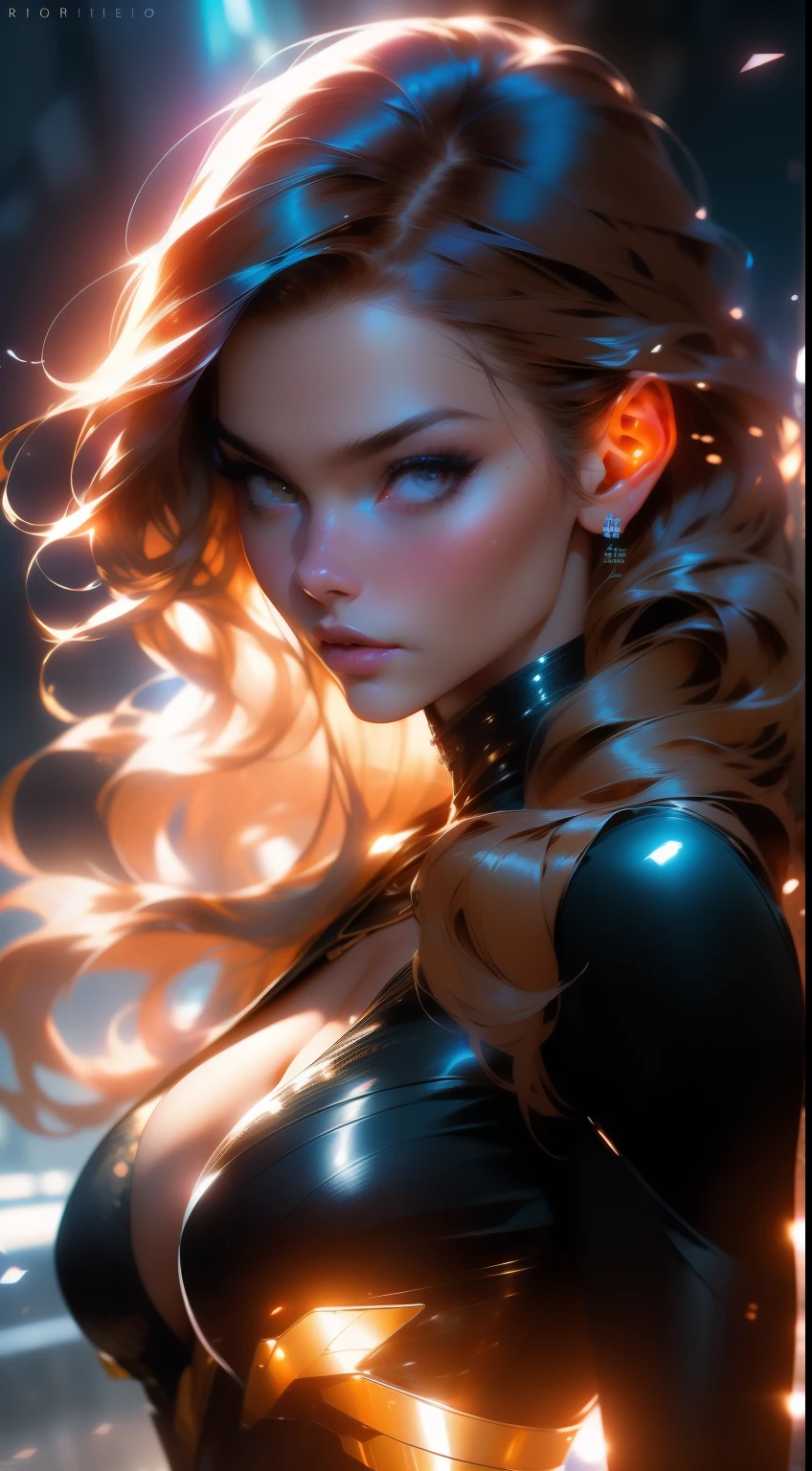 nude woman with horns and a full moon in the background, nude , big booobs, big ass, jen bartel, glowing amber, style of charlie bowater, glowing yellow face, dark golden light night, charlie bowater art style, dark art style, neoartcore and charlie bowater, glowing details, woman made of black flames, 4k detailed digital art, glowing flowing hair, dark illustration