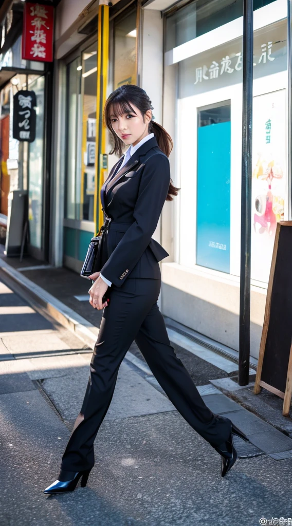 ((Highest quality)), ((masterpiece)), (detailed), Japanese,Street Corner,Beauty,Office Lady
