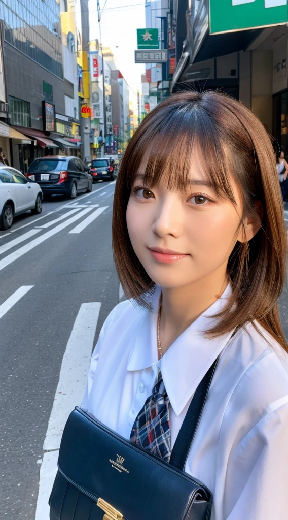 ((Highest quality)), ((masterpiece)), (detailed), Japanese,Street Corner,Beauty,Office Lady