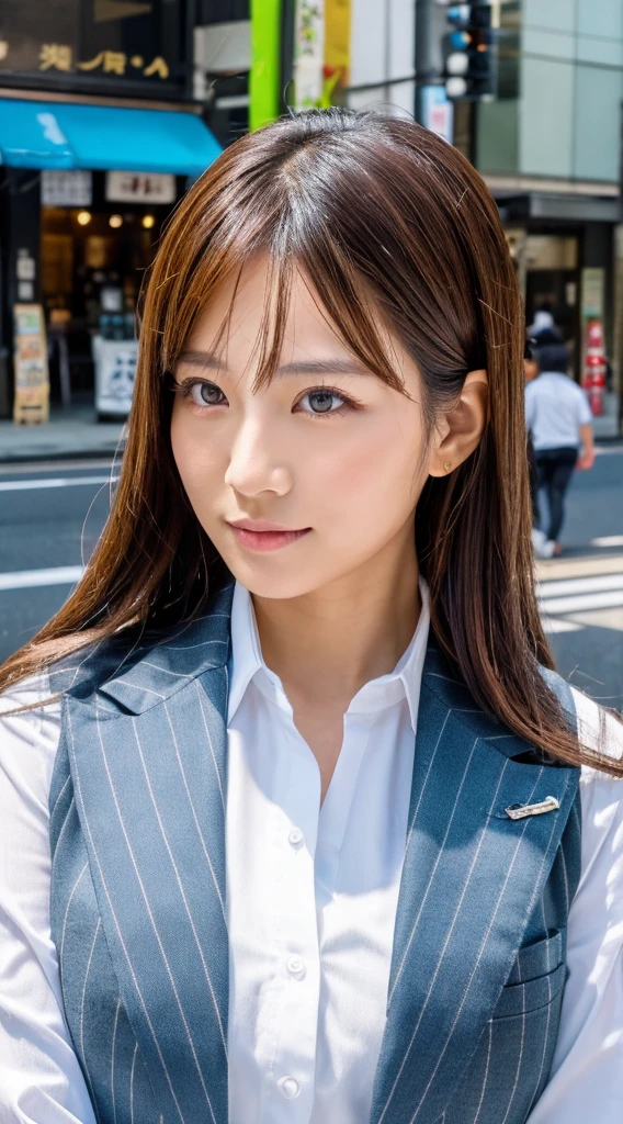 ((Highest quality)), ((masterpiece)), (detailed), Japanese,Street Corner,Beauty,Office Lady