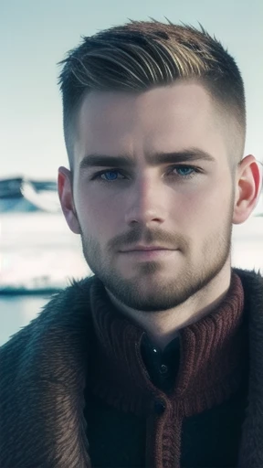 color photo beautiful Iceland men, focus on their face.
