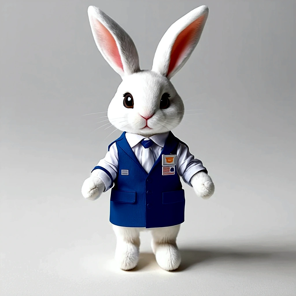 Bunny wearing mail carrier outfit