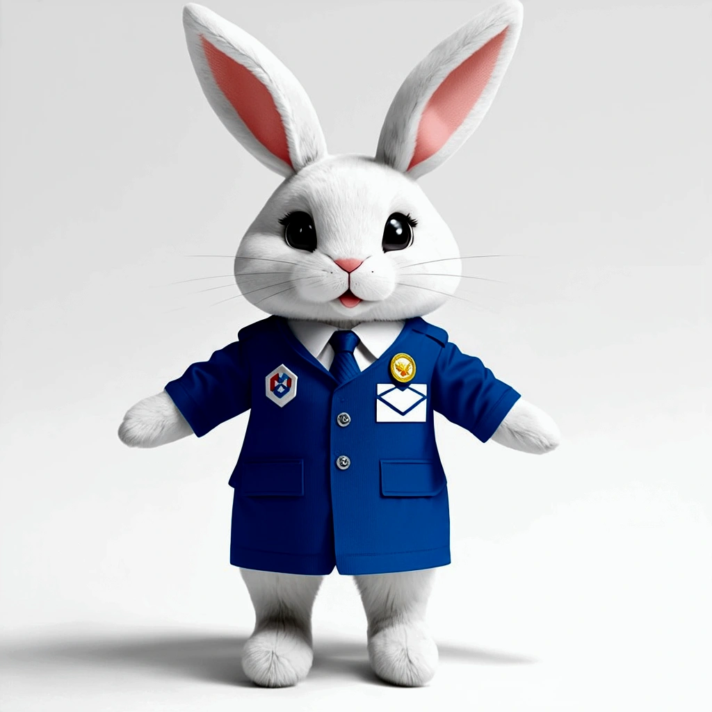Bunny wearing mail carrier outfit