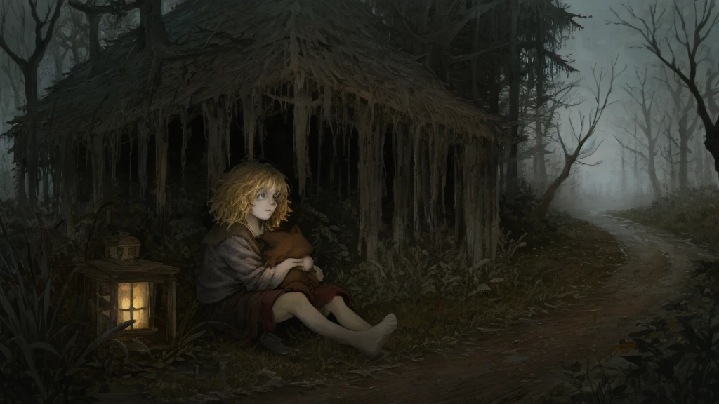 Cover page, High resolution, Paid reward available, An unparalleled masterpiece, Scary stories, Hansel and Gretel's Perfect , Good lighting, Volumetric lighting, Shadows in the movie,