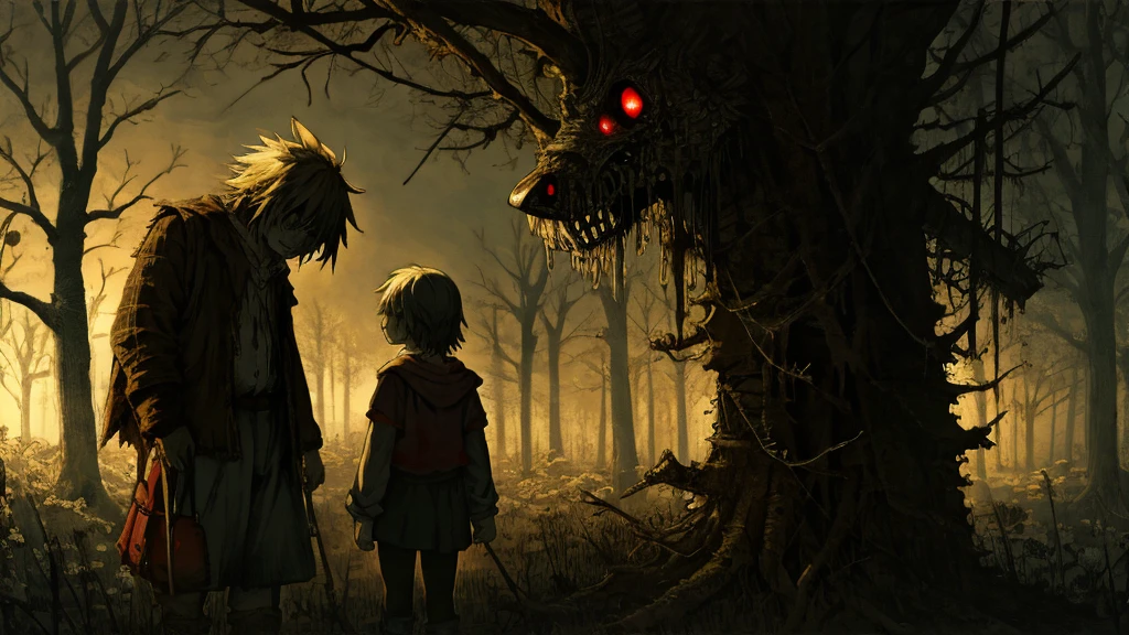 Cover page, High resolution, Paid reward available, An unparalleled masterpiece, Scary stories, Hansel and Gretel's Perfect Anatomy, Good lighting, Volumetric lighting, Shadows in the movie,