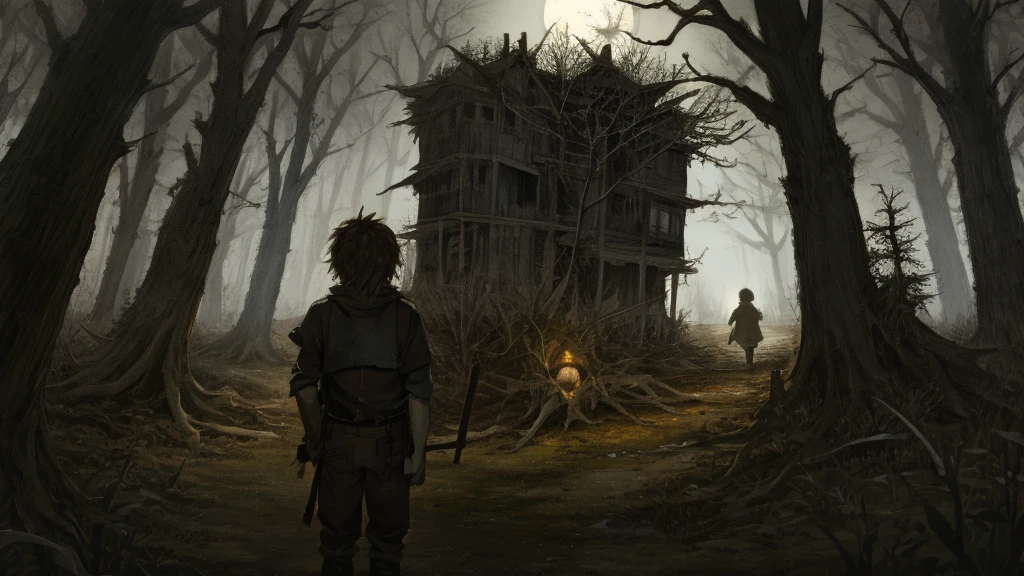 Cover page, High resolution, Paid reward available, An unparalleled masterpiece, Scary stories, Hansel and Gretel's Perfect Anatomy, Good lighting, Volumetric lighting, Shadows in the movie,
