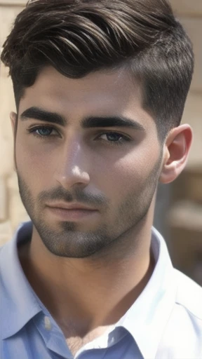 color photo beautiful judaean men in short hair focus on their face.