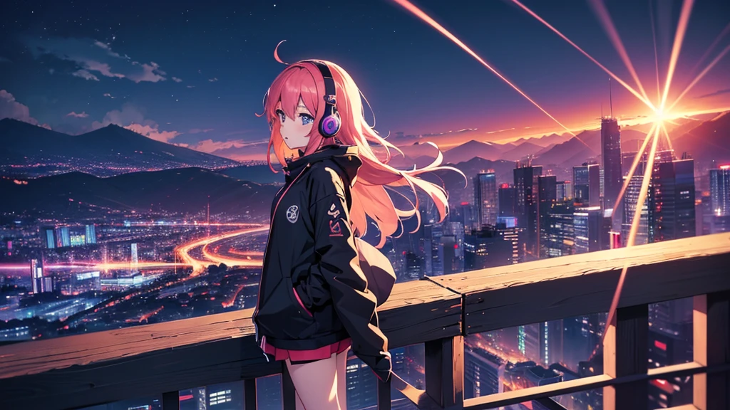 Woman wearing headphones, Anime Style 4 k, anime wallpaper 4k, anime wallpaper 4k, 4k anime wallpaper, anime art wallpaper 4k, anime art wallpaper 4k, Anime Style. 8K, Anime atmosphere, Nightcore, Ultra HD Anime Wallpaper, Anime Art Wallpaper 8K, Anime Background,summer,City,landscape、forest、far away、music