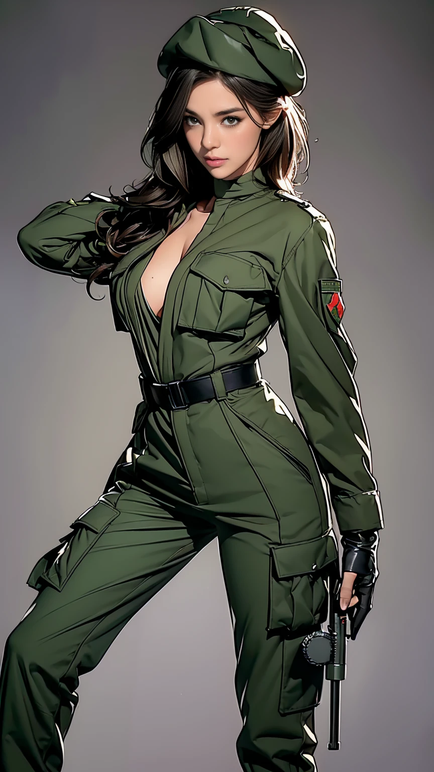 uma obra-prima, Melhor qualidade, woman wearing a gray militar camouflage dress,rabbit ears tiara,Druuna,fake eyelashes,fleshy lips,looking to observer, little smile,light tan pantyhose,Paolo Serpieri Arte, Luis Royo Arte, milo manara arte, Bernie Wrightson arte, SCENARIO florish florest background