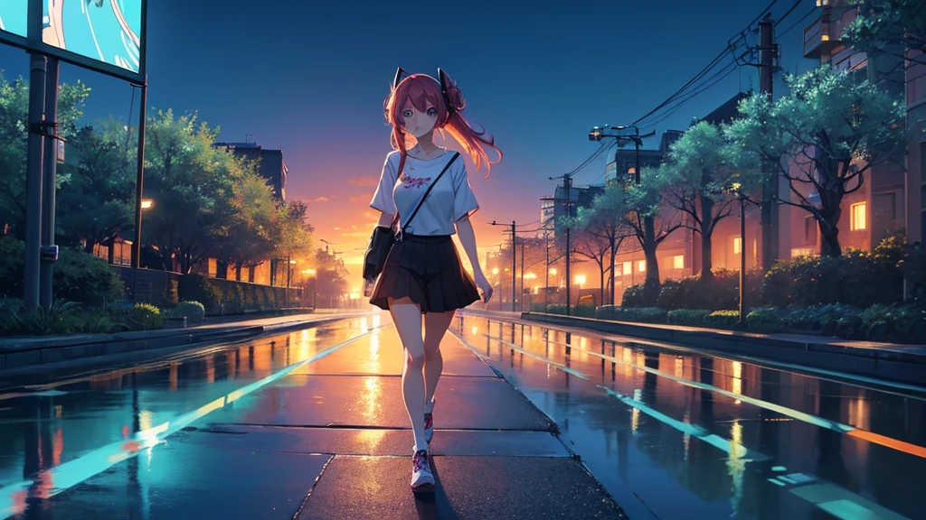 Woman wearing headphones, Anime Style 4 k, anime wallpaper 4k, anime wallpaper 4k, 4k anime wallpaper, anime art wallpaper 4k, anime art wallpaper 4k, Anime Style. 8K, Anime atmosphere, Nightcore, Ultra HD Anime Wallpaper, Anime Art Wallpaper 8K, Anime Background,summer,City,landscape、forest、far away、music