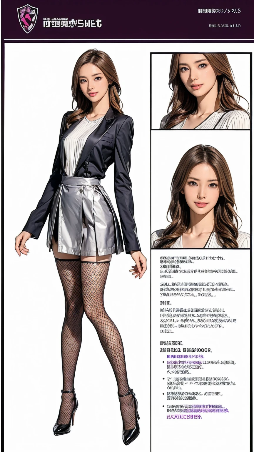 ((masterpiece)),(((Highest quality))),((Character design sheet)),Thin thighs,Long legs,wearing black fishnet tights:1.5,The best smile:1.5,Full Body Shot:1.5,masterpiece, Highest quality, One Girl, Elaina_(May_no_gossip), Silver Hair, Purple eyes, Long Hair,