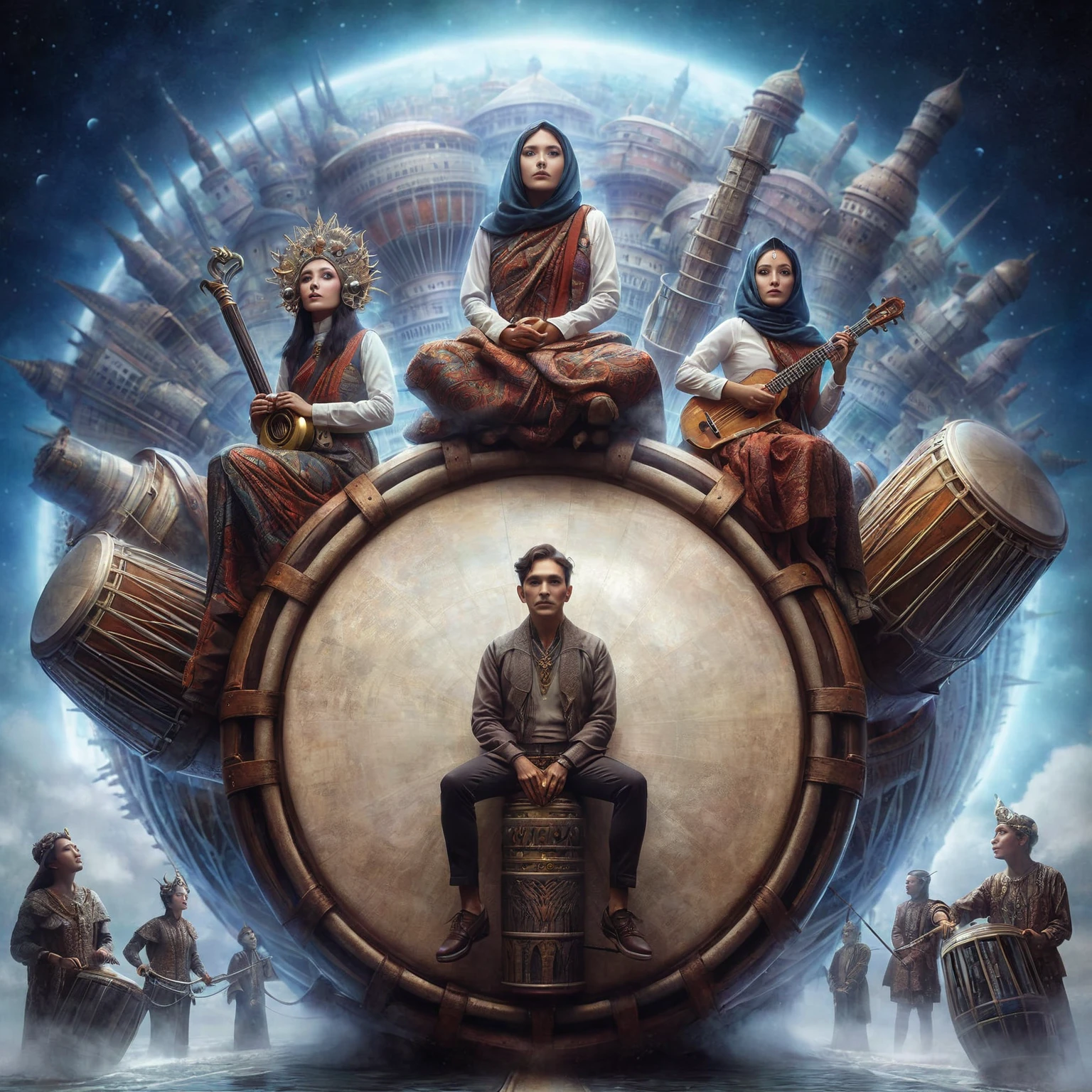 a poster for the movie the world is yours, album art, symmetrical epic fantasy art, tom bagshaw weta studio, official artwork, inspired by Igor Morski, numenera, kerem beyit, surrealistic digital artwork, portrait shot, ghibli tom bagshaw, fanart, official poster artwork, adrian borda, style hybrid mix of beeple