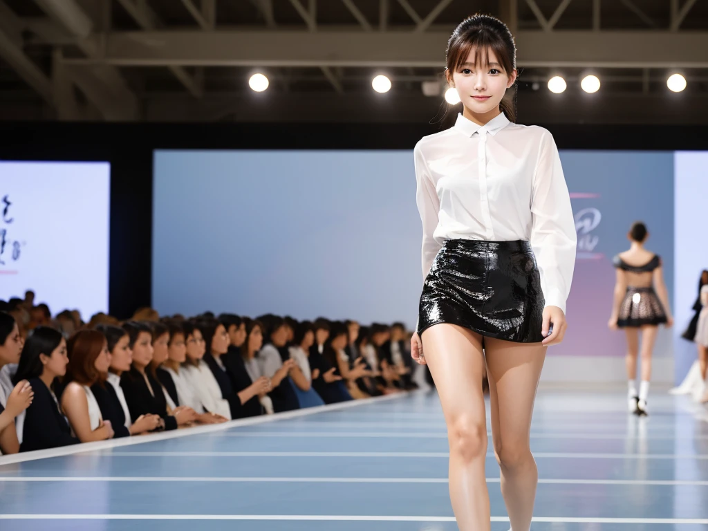 An extremely beautiful Japanese high school girl race queen who highlights her beautiful legs、She was photographed walking down the runway at a fashion show wearing Le's new underwear.、She is an eternal idol who combines a clean look with modern charm.。 She creates such beauty。 She feels her own warmth。 She creates a warm atmosphere。 We create beauty。 That's what I want to say。 In her full body photo、The figure features porcelain-like skin and golden hair that radiates a soft glow.。 This is probably、It captured the essence of her timeless charm.、This is the best shot ever.。 Each straight line and curve is carefully expressed.、Breathtakingly beautiful with impeccable detail。 This piece perfectly captures her timeless beauty.。 Divine Proportions、Sharp focus、Full-body photo taken by Kishin Shinoyama、high quality、High resolution、Detailed Background