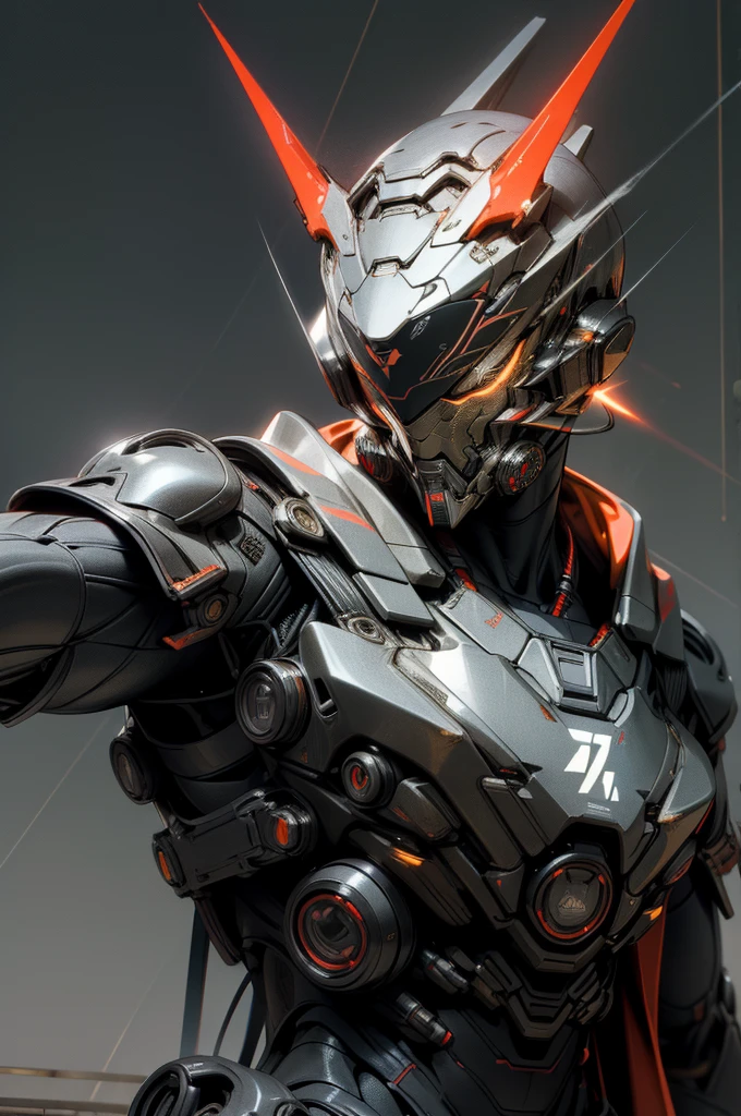 (Best quality)), face front to the viewer, ((masterpiece)), 3D, 4K, cyberpunk, On the mountain top, warrior is holding a lightning bolt, Kamen Rider|metals|Carbon fiber texture|metallic luster|Red and black color scheme|Premium materials|neon-light-effect