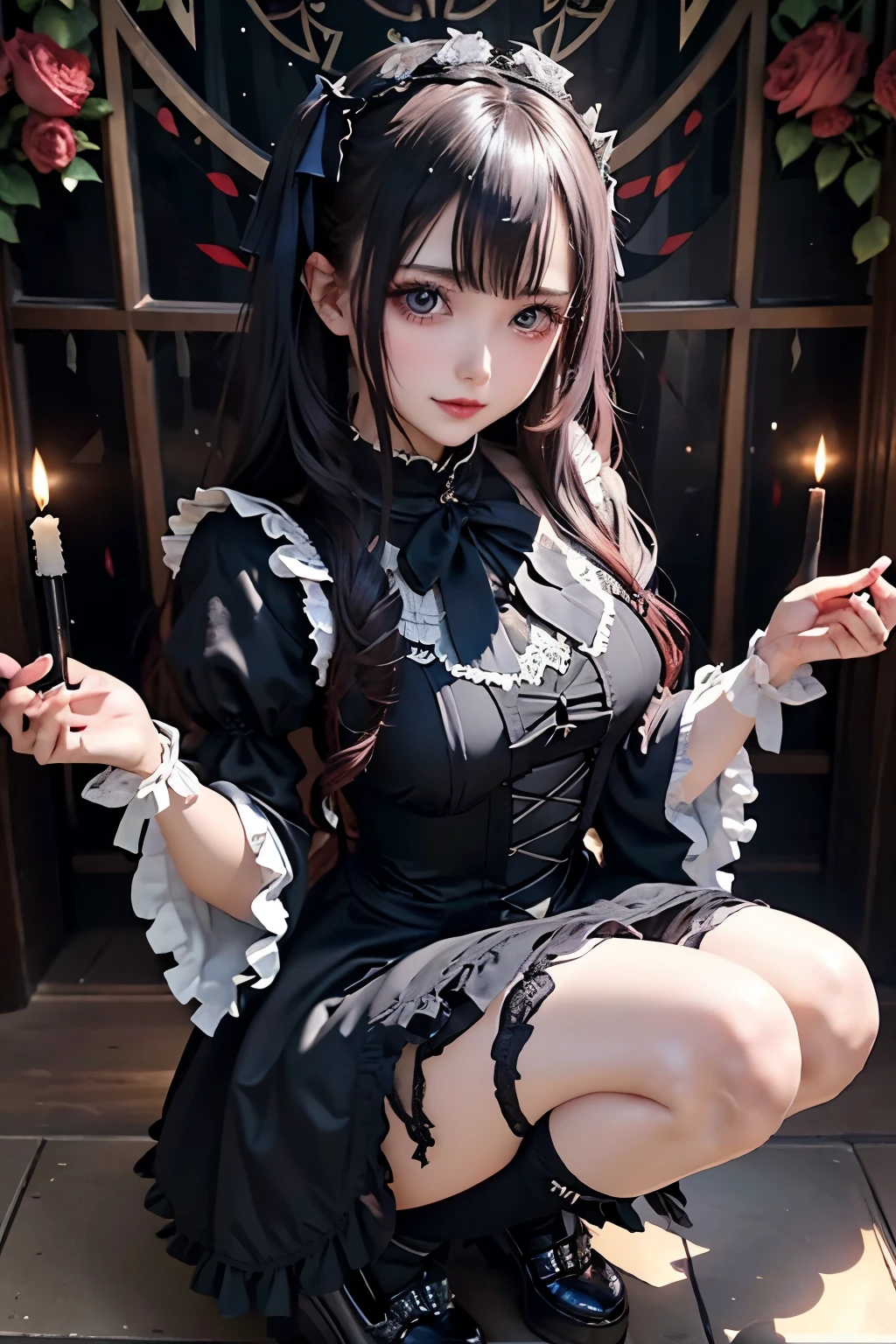 Hard Dark Gothic Makeup、Black dark eyeshadow、sad、Good skin radiance、Dark Gothicメイク、Dark smile、palace、The beauty of fragrance、24-years-old、Expression of intense sexual pleasure、Embarrassed look、Dark Gothic、Highest quality、Expression of sexual pleasure amid suffering、Drunk face、紫のMaid clotheysterious、Noble、The face of someone holding it in the toilet、sexy、Loving smile、Twin tail hair、Right blue eye, Left eye is red、Super tempting pose、Platform Heel Shoes、Heavy makeup、Gothic Lolita clothes、Silver Hair、Long Hair Straight Hair、Cute Gothic Lolita Dress、Beautiful Face、elegant features、Attractive face、Stained glass is the background、Chest glistening with sweat、The room is dark、goth long dress、Bell Sleeves、Wizard Sleeve、Decadent look、Sexually excited expression、Glossy thighs wet with water、Thighs that are wet and shiny with oil、Background of a room full of roses、sad expression、Rose Maiden、The embroidery is pink、The dress has pink embroidery.、Thigh-high socks、Knee-high socks、Gentle expression、Dark black eyeshadow、Stained glass and rose background、thighs are a little thin、Female Duo、Female couple、dark church background、Stained glass、Black metal world、Dark Castle、Dark Room、Slender body、gothic long dress、Victorian dress、Small breasts、Hold the wine in your right hand、Hold the lantern in your left hand、pantyhose、Sit on the bed、The bed is covered with roses、Lying in bed、Her thighs are shining with sweat、My body is wet and shiny、Lots of glitter on the thighs、sweating、My thighs are sticky from sweating、Sweat glistening on my thighs, The whole body is sweaty and shiny、I sweated a lot.、My thighs are sweaty、My thighs are wet、My thighs are shining with sweat、A lot of sweat glistening all over the body、Slender body、