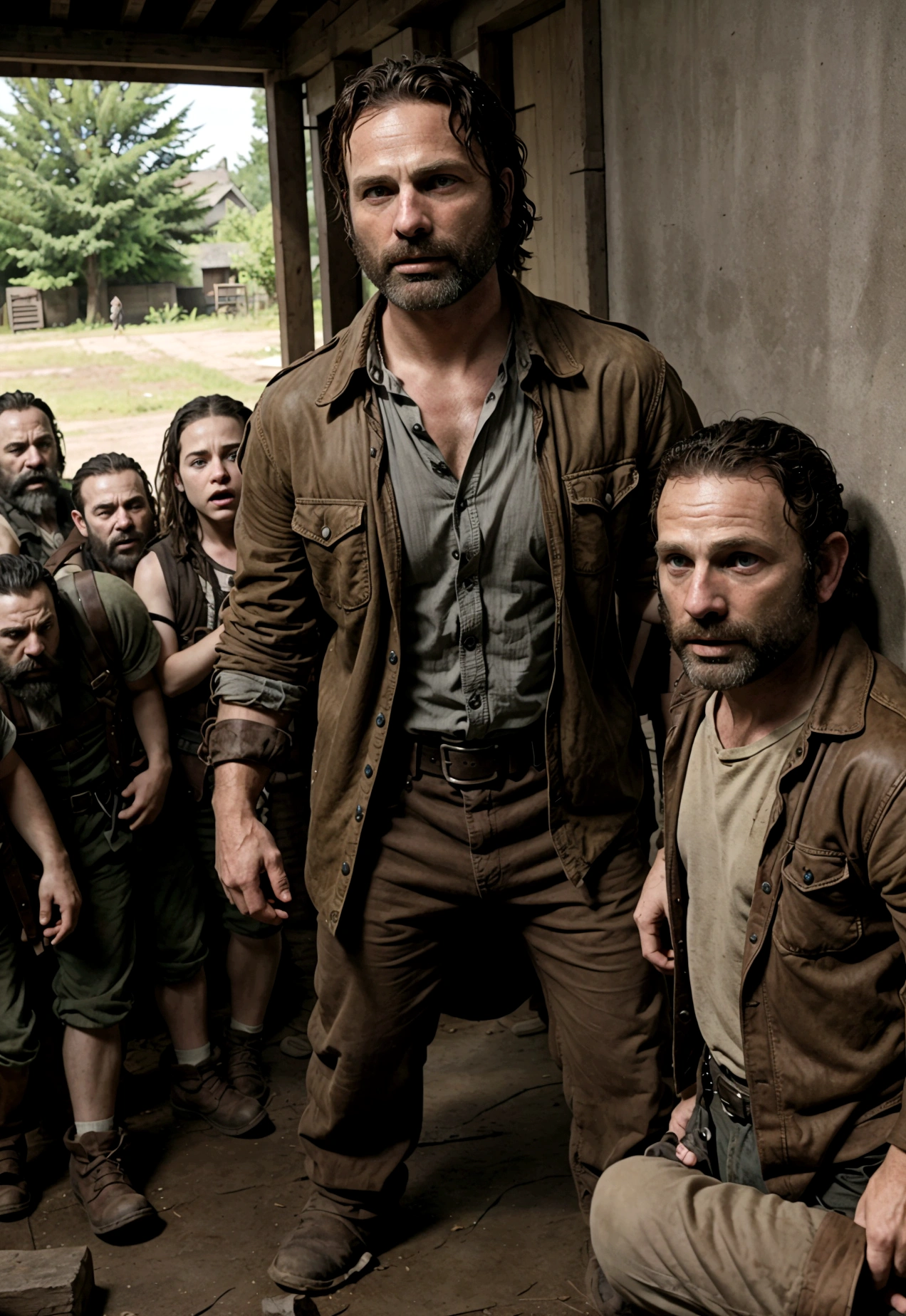 Rick Grimes getting bullied by a bunch of dwarfs