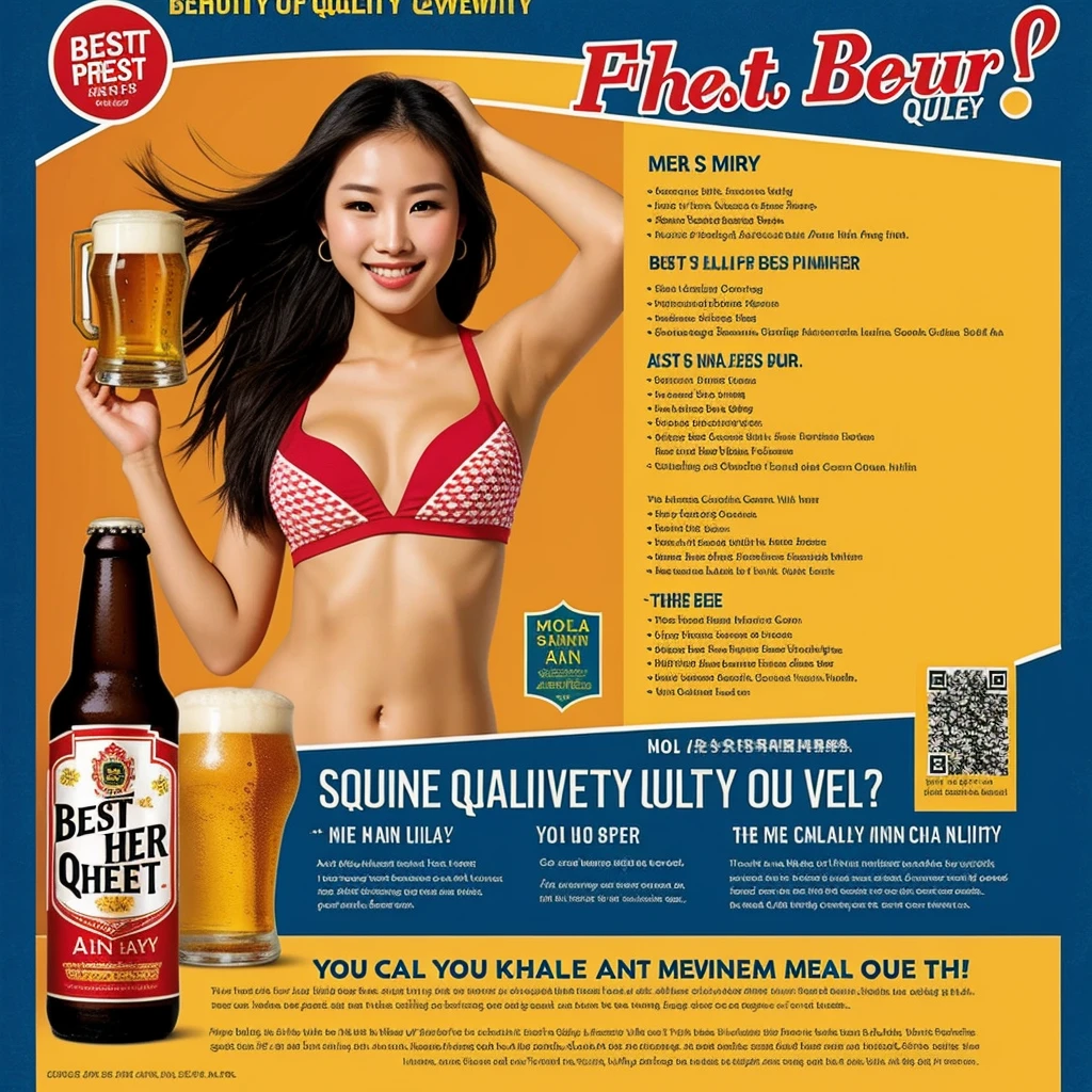 ((best quality)), beer promotion flyer, asian beauty, cheer post