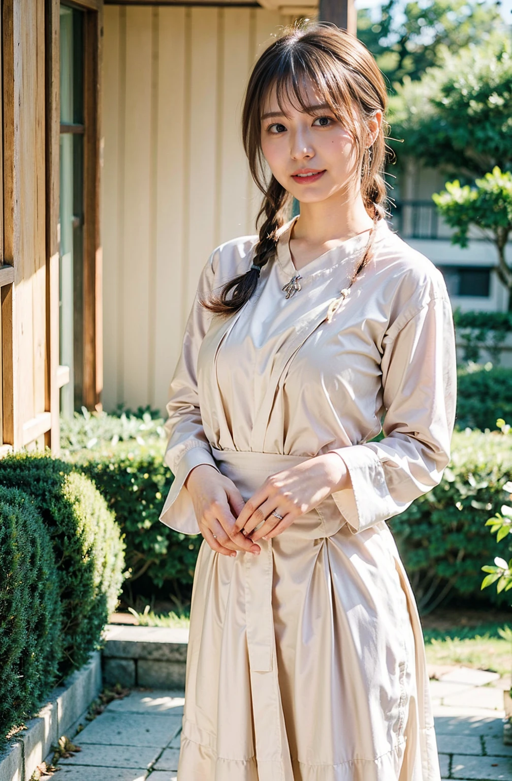 ((Cream hair color、砂浜でsmileで撮影:1.4))、Sleeveless、Outdoor shots、Cute clothes、Tie your hair、Cream hair color、Leather Belt、Her huge breasts are obvious even through her clothes..、Small earrings、Light brown hair color、Tie your hair:1.4))、Shiny Hair、Light beige hair color、Background Blur、Braid only the front hair、Light brown hair、{{Cowgirl Shot}}、((Close-up shot from the waist up、Big Breasts:1.4))、Big Breasts、にっこりsmile、Silk clothing、服からでも分かるBig Breasts、Braid only the front hair、Cowboy Shot、A gorgeous white collared silk shirt and a brown skirt、Elegant attire、Luxury Bags、素敵なsmile、((Revealing clothing))、Full body photo、ring、Short skirt、Tuck your hair behind one ear、Silver Necklace、smile、 Elegant ponytail、Caustics、Highly detailed photos、Very beautiful and ideal short hair、Big Breasts、Super no makeup、(8K、RAW Photos、Highest quality、masterpiece:1.2)、(Realistic、Realistic)、1 Girl、((Big Breastsショートヘア、Looking into the camera:1.4))、Hair blowing in the wind