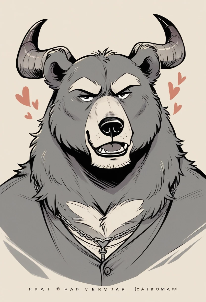 Basically am a trader and a cardio specialist...... So i want to make a logo having a bull, bear and a heart. So make it creatively. Only having a single face of a bear, having horns and between the face, it will have a human heart and it's beating symbol