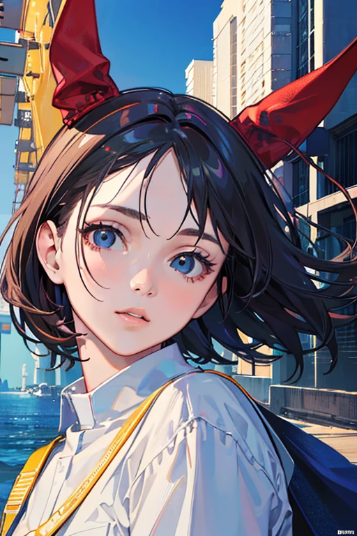 Highest quality, masterpiece, Ultra-high resolution, (Realistic: 1.4), (see off: 1.4), (see off: 1.4), Don't look at the camera, RAW Photos, One Girl, Black Hair, (Straight Bob: 1.4), (Patsun: 1.4), bangs, smile, Shiny skin, Dramatic lighting, Neat, T-Shirts, Whitesummer sweater, (big: 0.9), garden