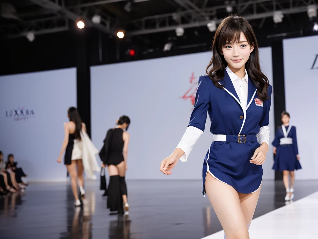 An extremely beautiful Japanese high school girl race queen who highlights her beautiful legs、She was photographed walking down the runway at a fashion show wearing Luxa's new underwear.、She is an eternal idol who combines a clean look with modern charm.。 She creates such beauty。 She feels her own warmth。 She creates a warm atmosphere。 We create beauty。 That's what I want to say。 In her full body photo、The figure features porcelain-like skin and golden hair that radiates a soft glow.。 This is probably、It captured the essence of her timeless charm.、This is the best shot ever.。 Each straight line and curve is carefully expressed.、Breathtakingly beautiful with impeccable detail。 This piece perfectly captures her timeless beauty.。 Divine Proportions、Sharp focus、Full-body photo taken by Kishin Shinoyama、high quality、High resolution、Detailed Background