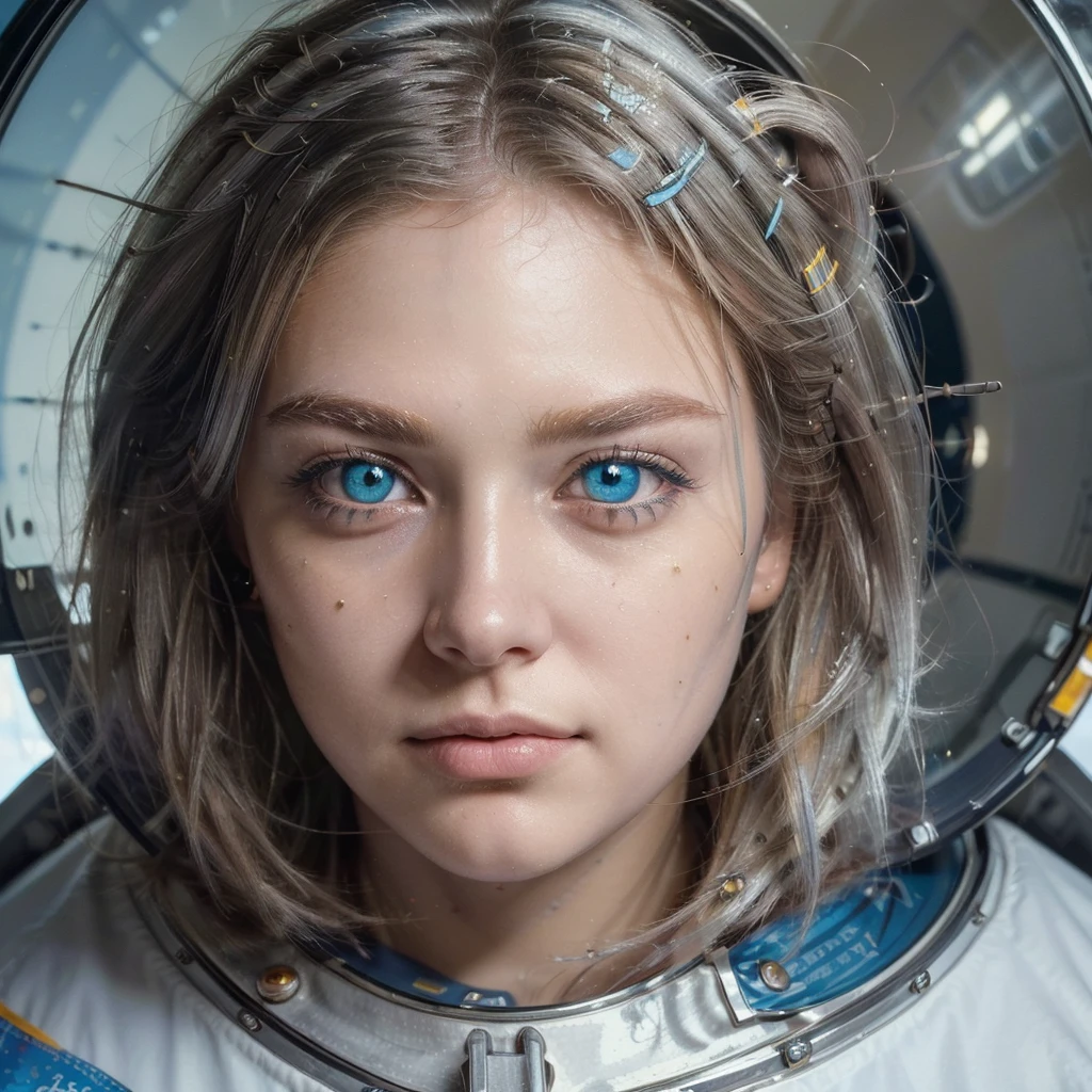 (A best quality masterpiece in close-up:1.5)0.9], (space and astronaut:1.2) (messy silver hair:1.1) (yellow eyes with heterochromia and blue eyes:1.2) (space helmet:1.0) (colorful stars in the eyes:1.0) (radiant light:1.1) (large lips:0.9)