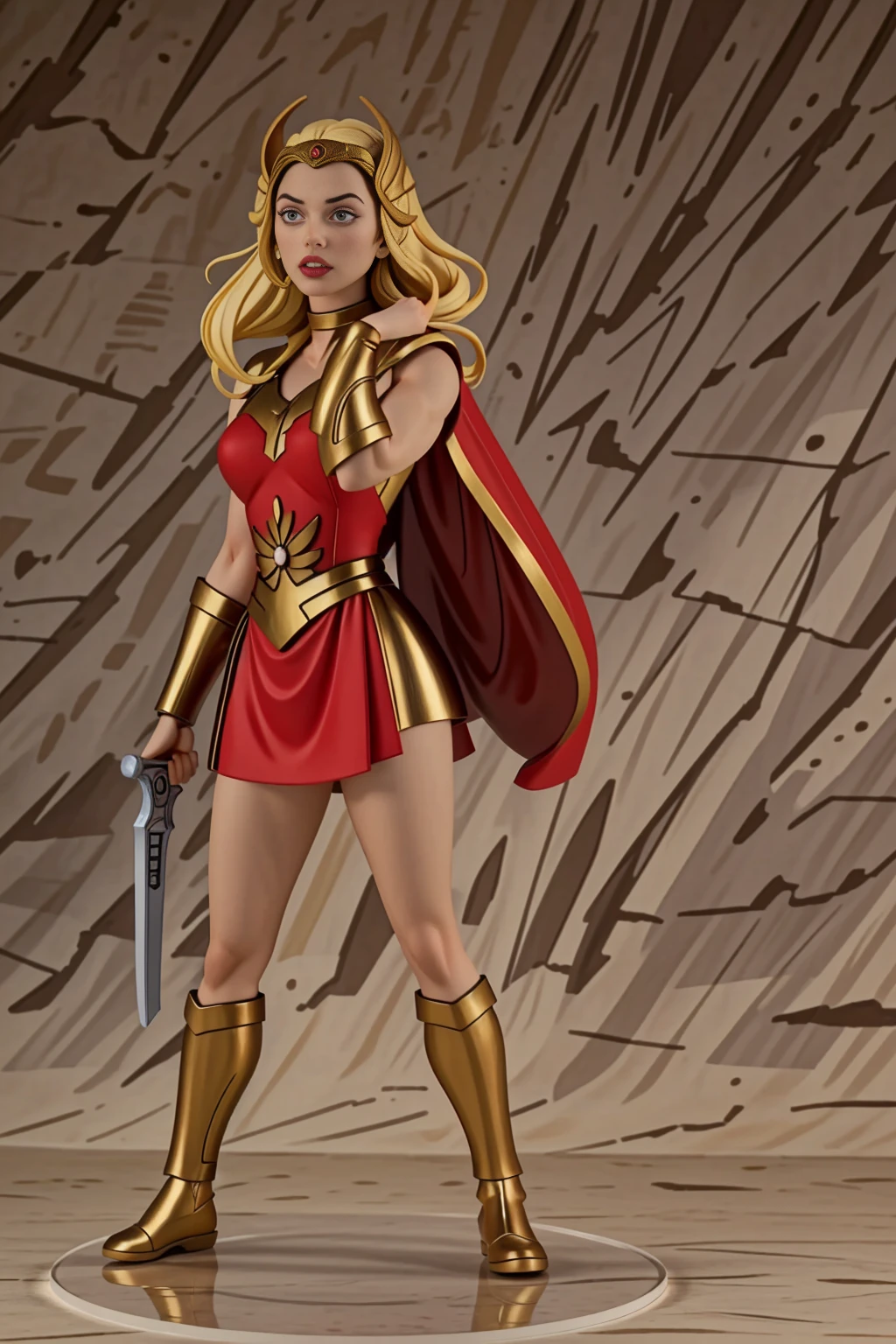 ((Full body photo, standing, feet on the ground)) 2 girl, Gal Gadot, ultra-realism, ultra-resolution, HDR, Photographic realism, Heroine pose, holding a sword, woman, medium breasts, straight hair and large, with golden Scorpion armor with white and red details, Knight of the Zodiac, golden Athenian helmet, black cape, in Greece, fight, 8k, full body, slight smile, frontal shot.