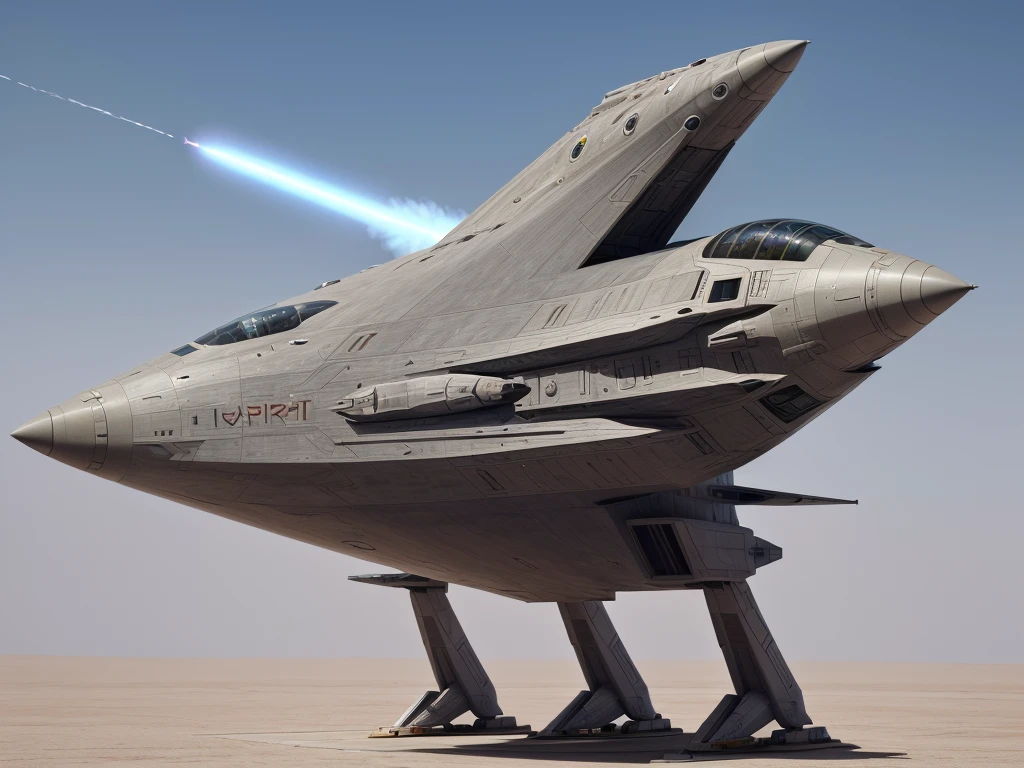 war spaceship, at the spaceport, being recharged for takeoff, 4K, UHD, accurate, textured skin, high details, high quality, highres