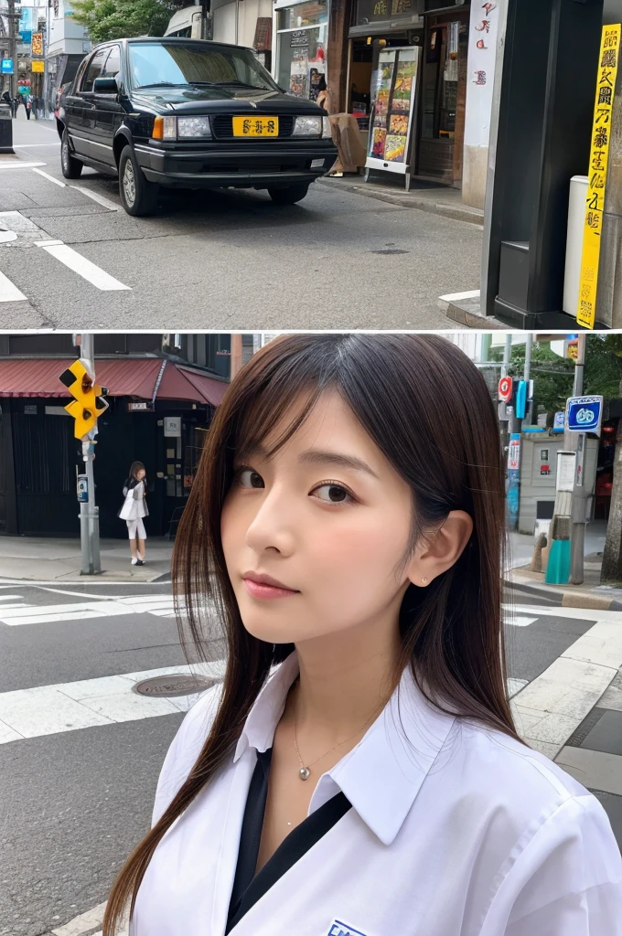 ((Highest quality)), ((masterpiece)), (detailed), Japanese,Street Corner,Beauty,Office Lady