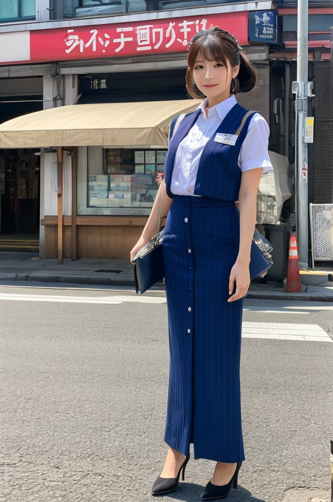 ((Highest quality)), ((masterpiece)), (detailed), Japanese,Street Corner,Beauty,Office Lady