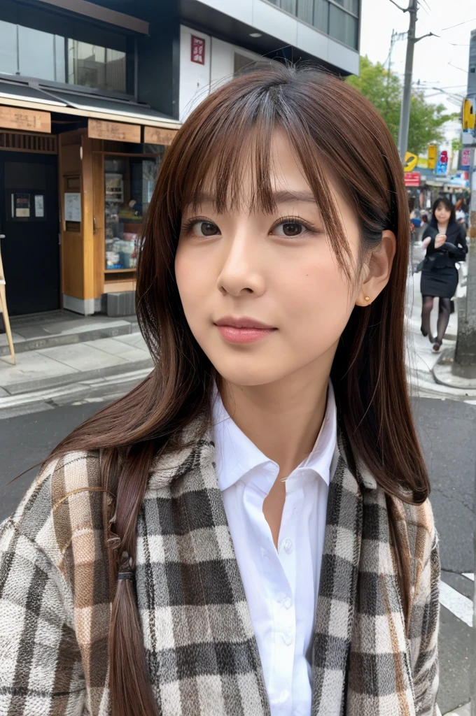 ((Highest quality)), ((masterpiece)), (detailed), Japanese,Street Corner,Beauty,Office Lady
