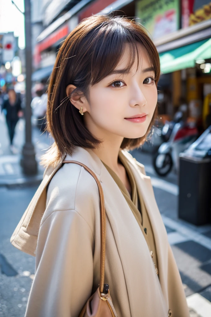((Highest quality)), ((masterpiece)), (detailed), Japanese,Street Corner,Beauty,Mature Woman