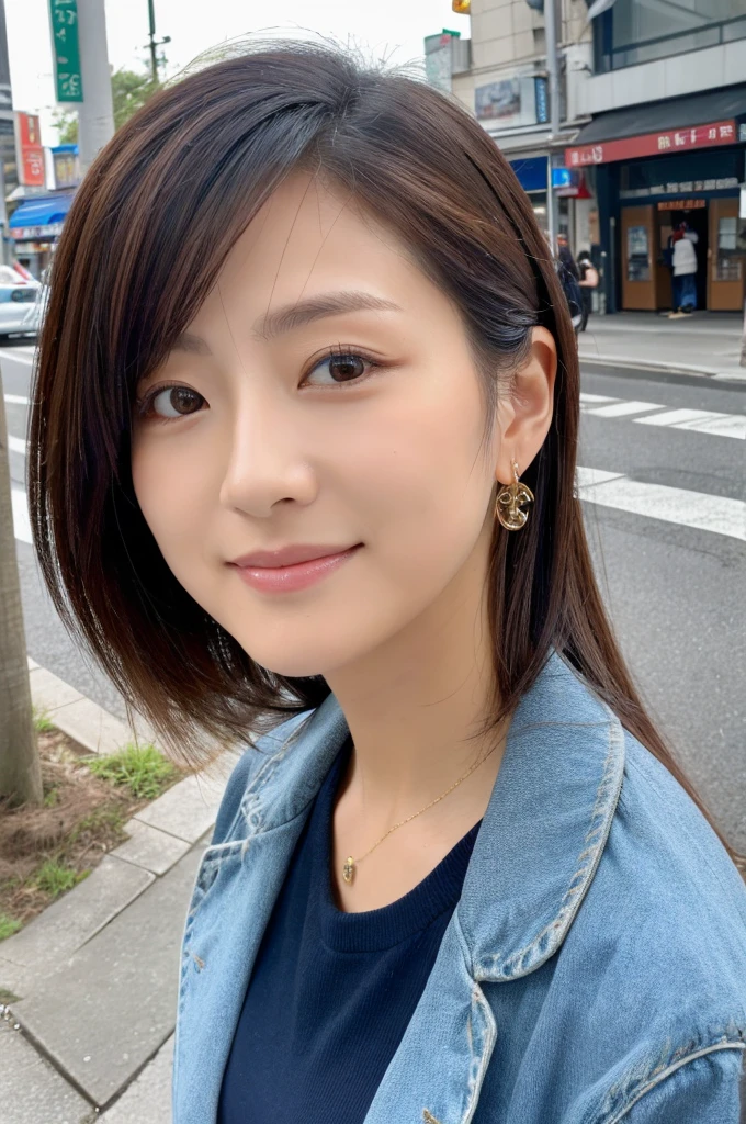 ((Highest quality)), ((masterpiece)), (detailed), Japanese,Street Corner,Beauty,Mature Woman