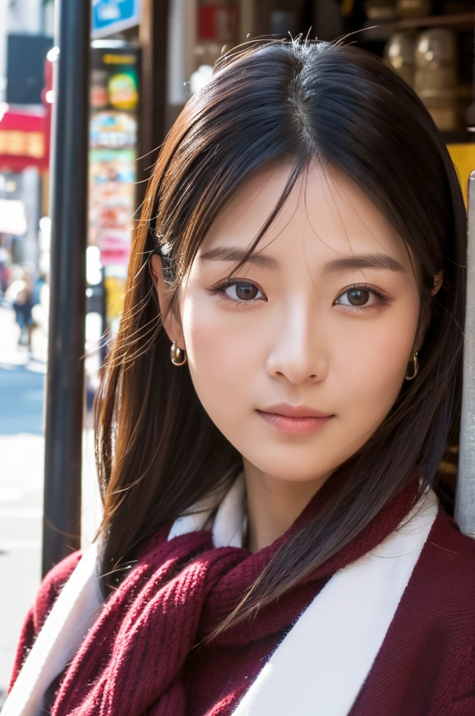 ((Highest quality)), ((masterpiece)), (detailed), Japanese,Street Corner,Beauty,Mature Woman