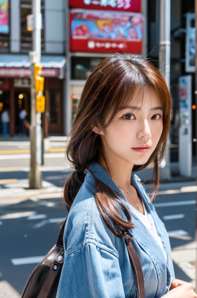 ((Highest quality)), ((masterpiece)), (detailed), Japanese,Street Corner,Beauty,Mature Woman