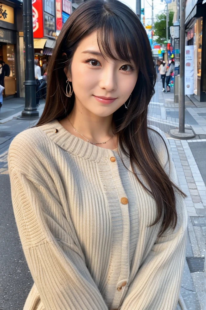 ((Highest quality)), ((masterpiece)), (detailed), Japanese,Street Corner,Beauty,Mature Woman