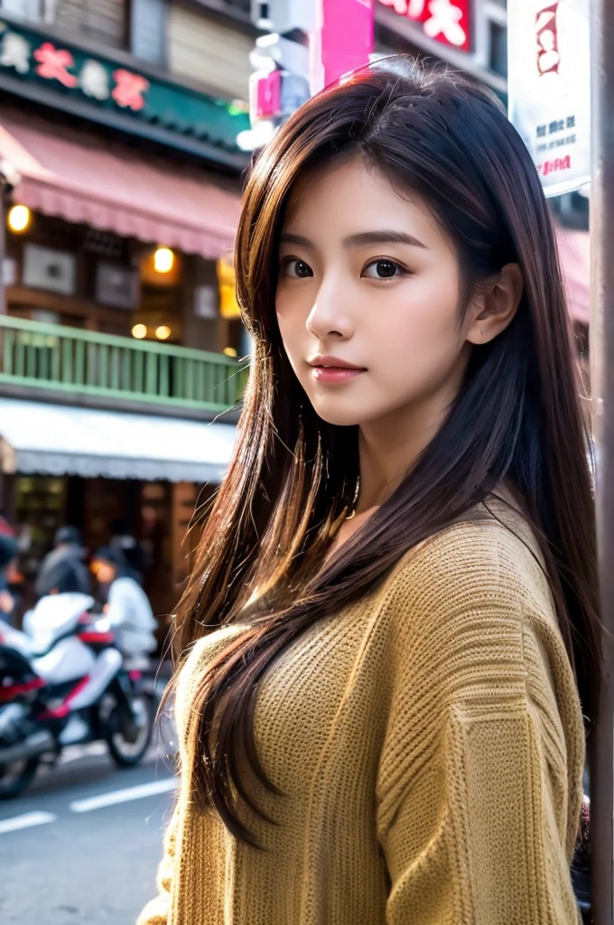 ((Highest quality)), ((masterpiece)), (detailed), Japanese,Street Corner,Beauty,Lady