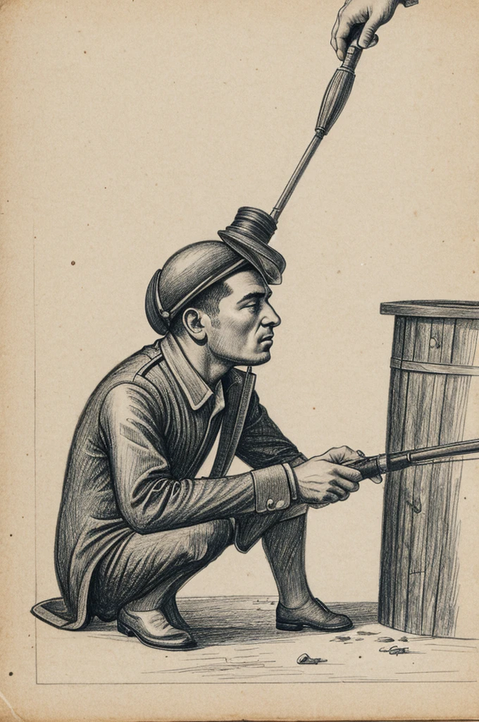 Drawing of a person fumigating 