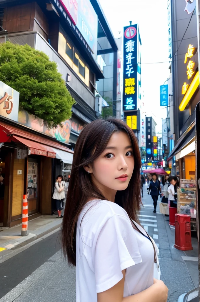 ((Highest quality)), ((masterpiece)), (detailed), Japanese,Street Corner,Beauty,Lady