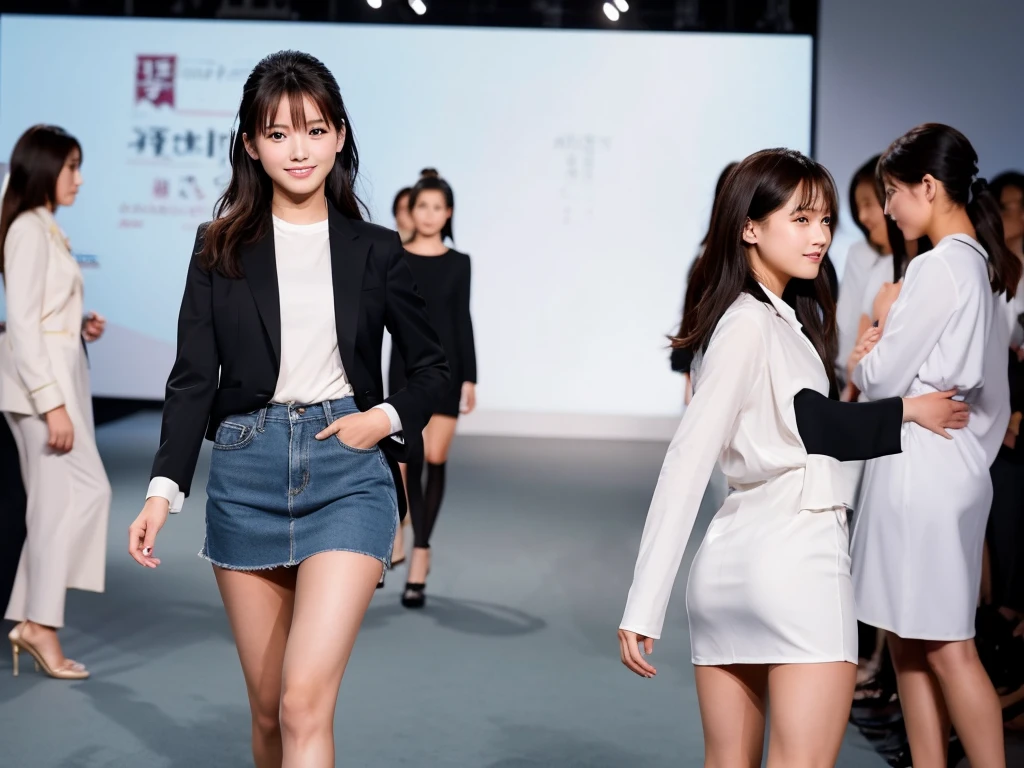 An extremely beautiful Japanese high school girl race queen who highlights her beautiful legs、She was photographed walking down the runway at a fashion show wearing Luxa's new underwear.、She is an eternal idol who combines a clean look with modern charm.。 She creates such beauty。 She feels her own warmth。 She creates a warm atmosphere。 We create beauty。 That's what I want to say。 In her full body photo、The figure features porcelain-like skin and golden hair that radiates a soft glow.。 This is probably、It captured the essence of her timeless charm.、This is the best shot ever.。 Each straight line and curve is carefully expressed.、Breathtakingly beautiful with impeccable detail。 This piece perfectly captures her timeless beauty.。 Divine Proportions、Sharp focus、Full-body photo taken by Kishin Shinoyama、high quality、High resolution、Detailed Background