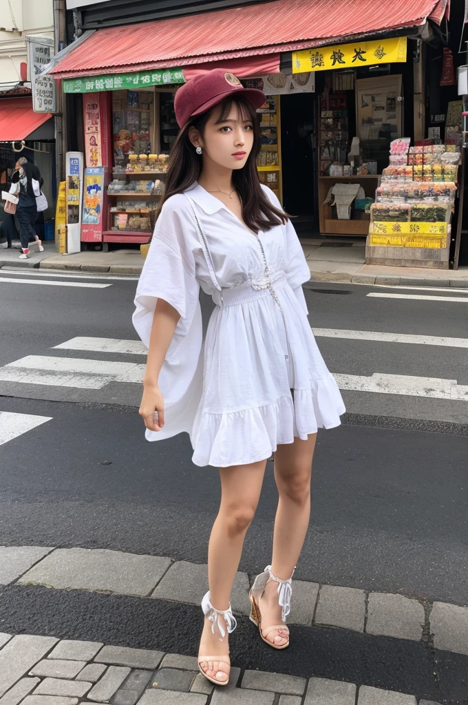 ((Highest quality)), ((masterpiece)), (detailed), Japanese,Street Corner,Beauty,Lady