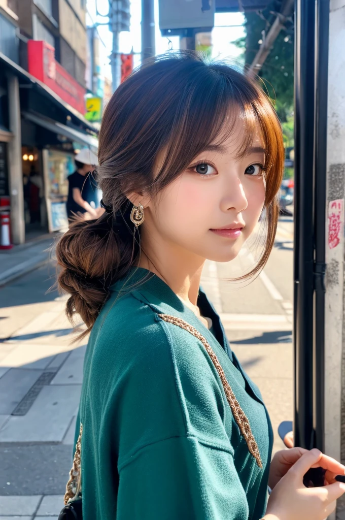 ((Highest quality)), ((masterpiece)), (detailed), Japanese,Street Corner,Beauty,Lady