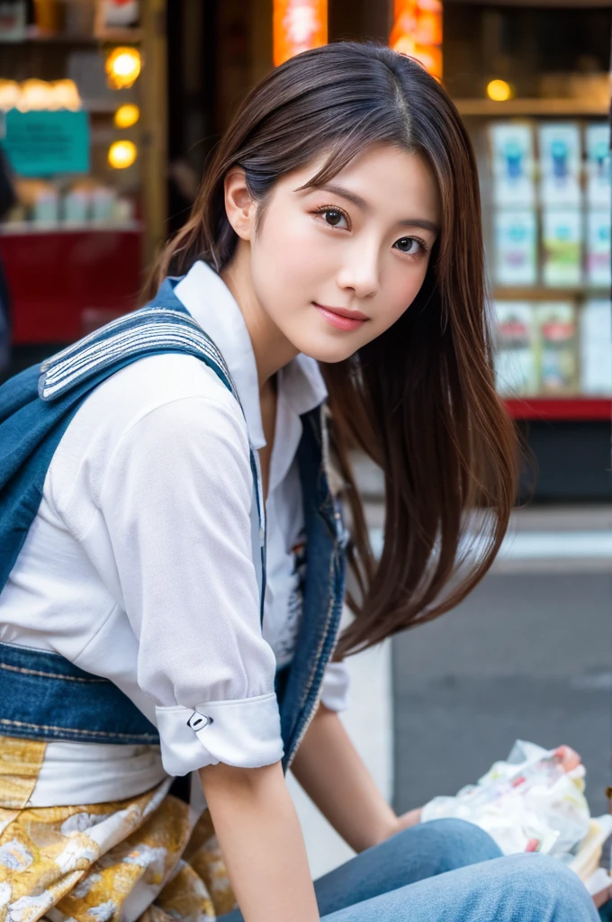 ((Highest quality)), ((masterpiece)), (detailed), Japanese,Street Corner,Beauty,Lady