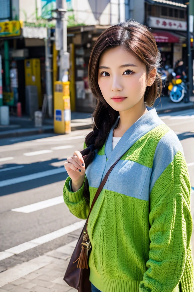 ((Highest quality)), ((masterpiece)), (detailed), Japanese,Street Corner,Beauty,housewife