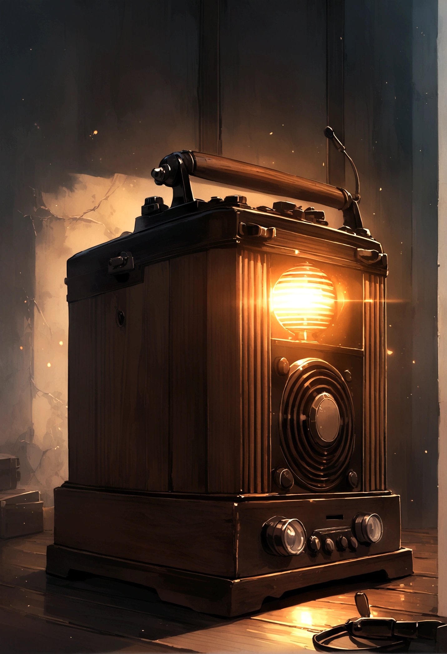 small old wooden radio
