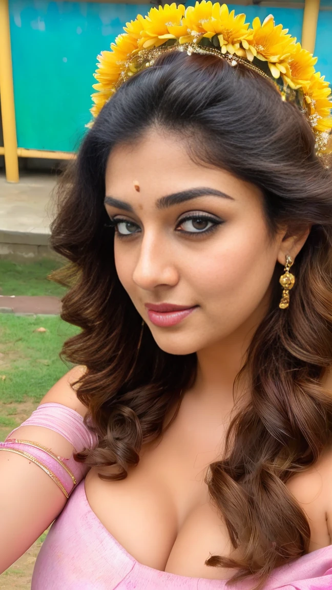Outdoor image of 21yo  in school school photo in school masterpiece, (photorealistic:1.7), best quality, beautiful lighting, Eleanor Latino Woman 20yo Old Big Breasts Plus Size Model random colour beautiful eyes extremely high Bun long extreme curly hair Lifts wearing Indian flowers ethnic enegance princess salwar kameez. Flowers on hair (Persian princess)),off shoulder ,bra, big  wearing flower tiara on the head,Outdoor image of 21yo  in school school photo in school masterpiece, (photorealistic:1.7), best quality, beautiful lighting, Eleanor Latino Woman 20yo Old Big Breasts Plus Size Model random colour beautiful eyes extremely high Bun long extreme curly hair Lifts wearing Indian flowers ethnic enegance princess transparentsalwar kameez. Flowers on hair (Persian princess)),off shoulder ,bra, big  wearing flower tiara on the head,from top view, selfie, extreme close up photo of curvy Latina indian,
