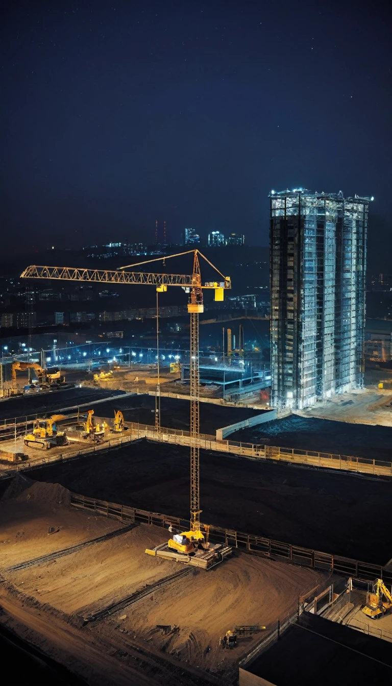 Image of a construction site at night