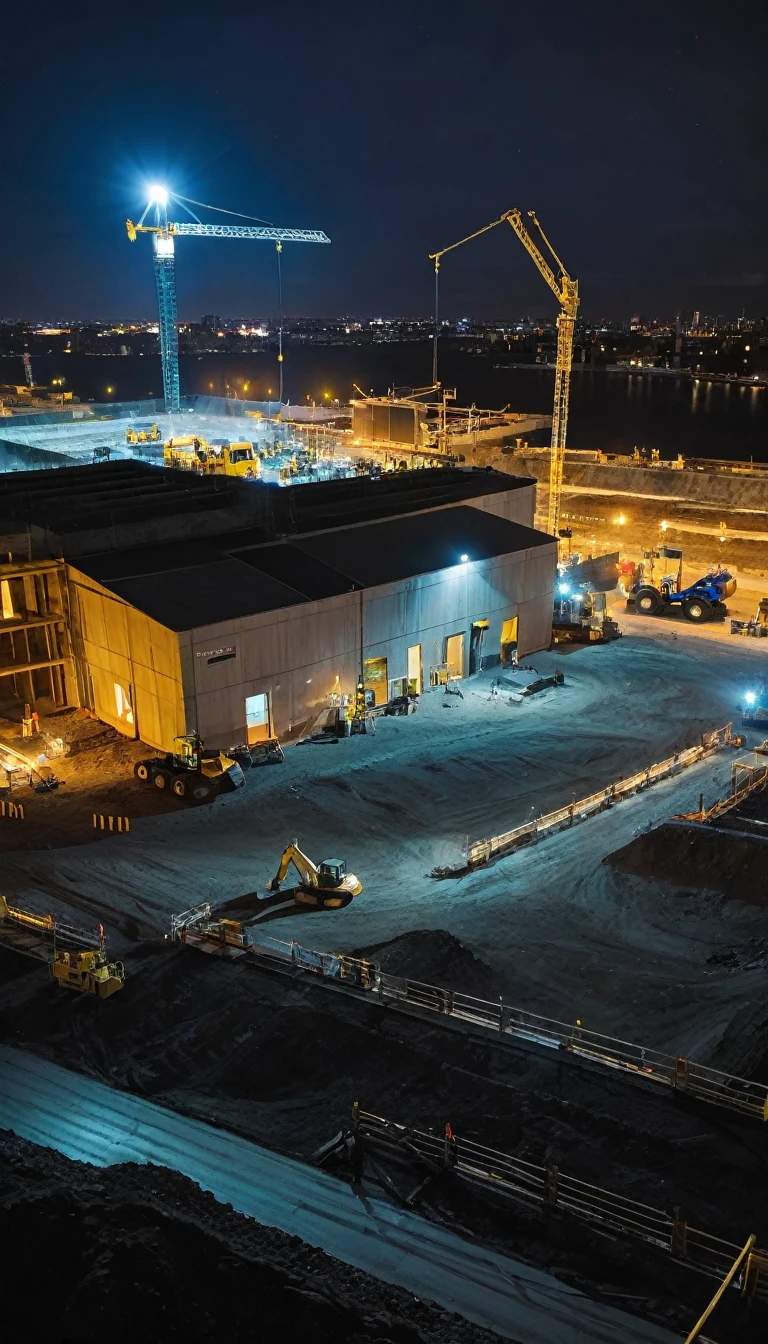 Image of a construction site at night