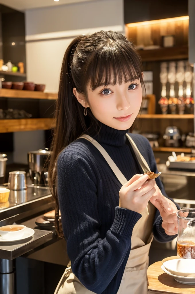 ((Highest quality)), ((masterpiece)), (detailed), Japanese,Inside the cafe,Beauty
